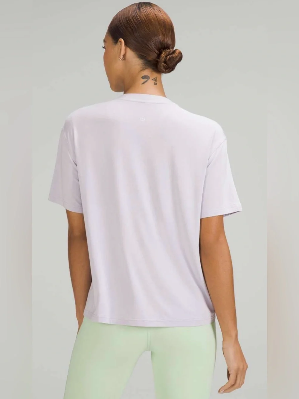 Lululemon Modal-Silk Blend Tie-Front Yoga T-Shirt In Faint Lavender Size 10